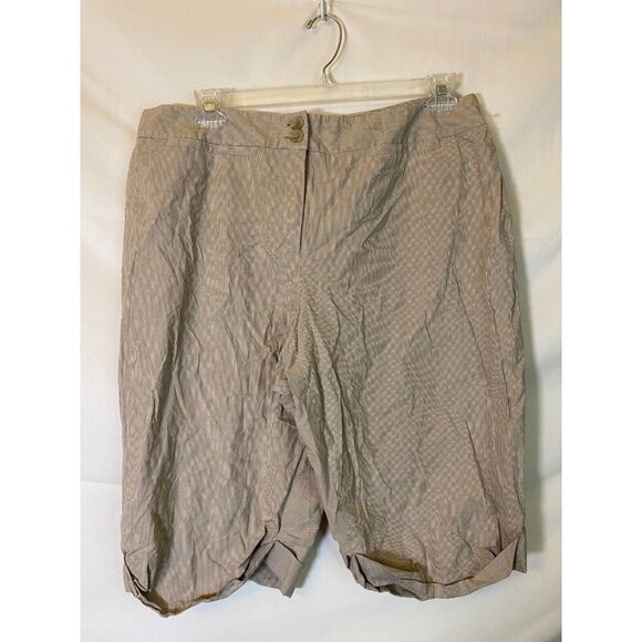STYLE & CO WOMENS PLUS SIZE 18W TAN STRIPE CAPRI CROPPED PANTS - Picture 1 of 3